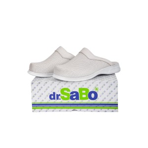 Beyaz Erkek Sabo Ortopedik Deri Terlik