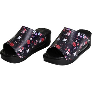 ÇİÇEKLİ TASARIM HARİKASI DERİ ORTOPEDİK KADIN SABO TERLİK