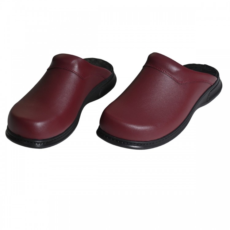 Bordo-aşçı-mutfak-terlik-orijinal-deri