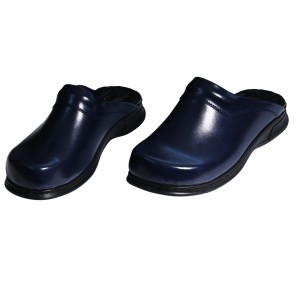 Lacivert Aşçı Mutfak Terliği Ortopedik Deri Sabo Terlik Kadın ve Erkek