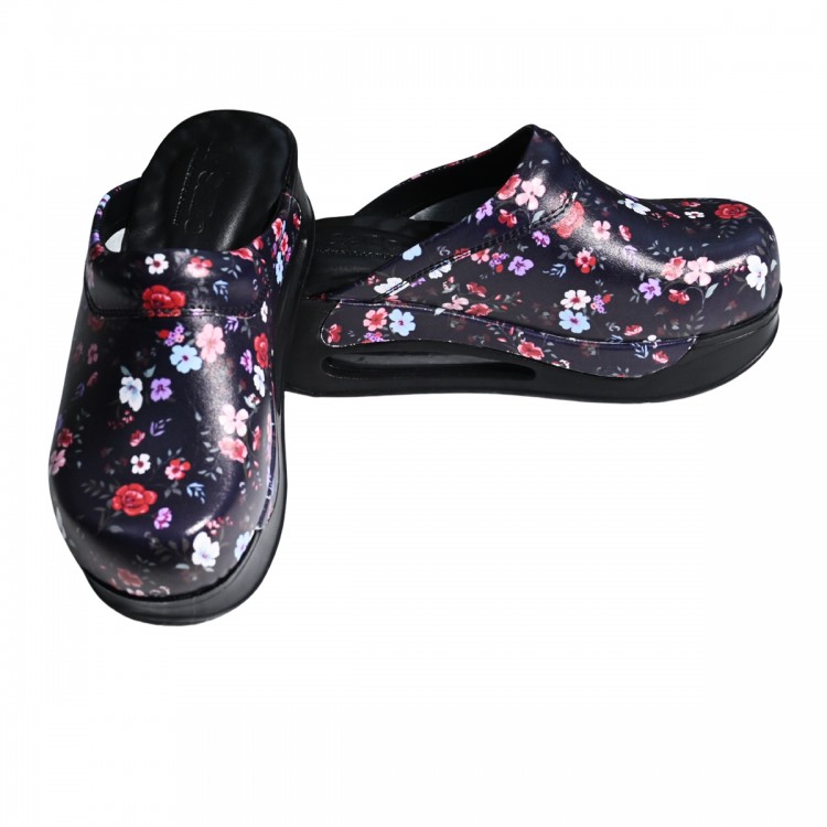 Renkli Çiçekli Kadın Sabo Terlik Orijinal Hakiki Deri