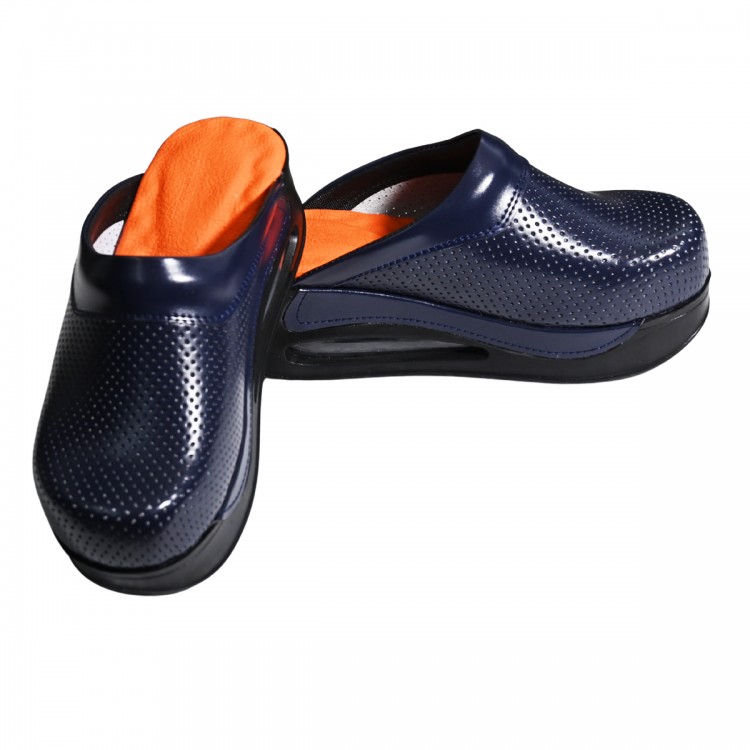 Lacivert Turuncu Airmax Bayan Sabo Terlik Orijinal Hakiki Deri