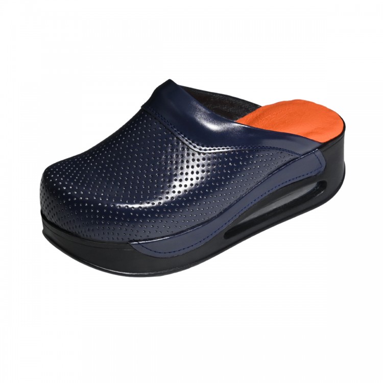 Lacivert Turuncu Airmax Bayan Sabo Terlik Orijinal Hakiki Deri