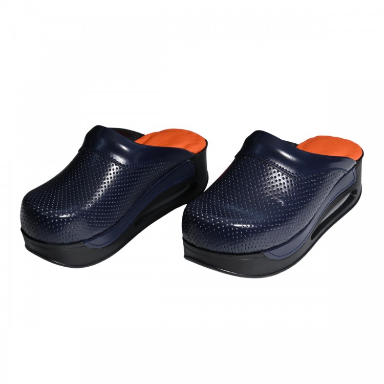 Lacivert Turuncu Airmax Bayan Sabo Terlik Orijinal Hakiki Deri