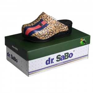 DR SABO Premium Leopar Desenli Ortopedik Sabo Terlik Hava Yastıklı Kaymaz Taban
