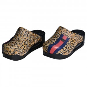 DR SABO Premium Leopar Desenli Ortopedik Sabo Terlik Hava Yastıklı Kaymaz Taban