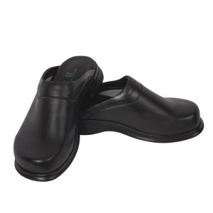 Siyah Aşçı Mutfak Terliği Ortopedik Deri Sabo Terlik (Kadın ve Erkek)