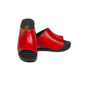 KIRMIZI TASARIM HARİKASI DERİ ORTOPEDİK KADIN SABO TERLİK