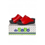 KIRMIZI TASARIM HARİKASI DERİ ORTOPEDİK KADIN SABO TERLİK