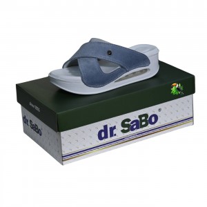 DR SABO Premium Hakiki Süet Deri Çapraz Bantlı Yazlık El Yapımı Kadın Terliği Mavi