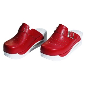 Kırmızı Tokalı Airmax Bayan Sabo Terlik Orijinal Hakiki Deri