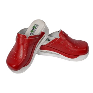 Kırmızı Tokalı Airmax Bayan Sabo Terlik Orijinal Hakiki Deri